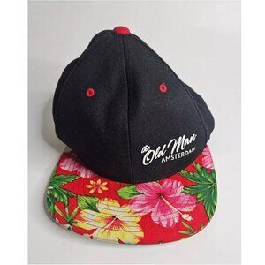 Yupoong The Classics "Amsterdam" Hawaiian Floral Hat Snapback Adjustable Black
